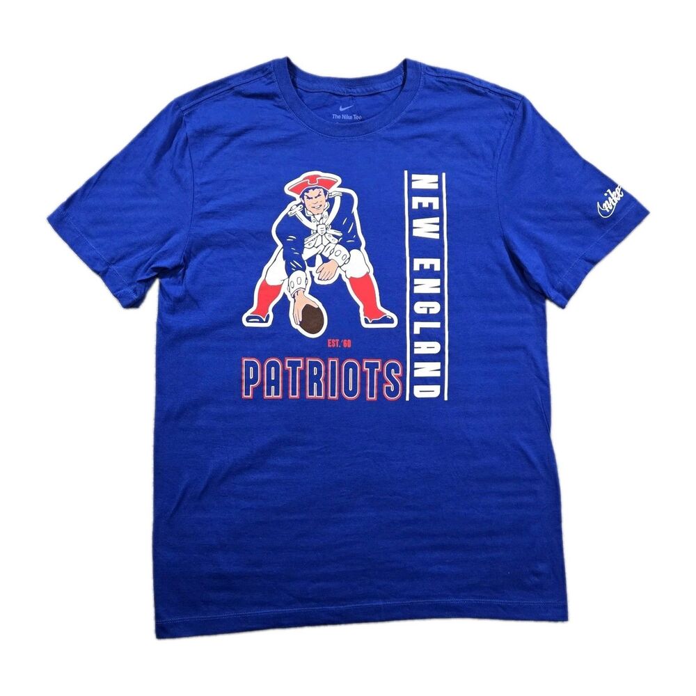 Mens Nike New England Patriots Short Sleeve T Shirt Throwback Logo Medium Blue